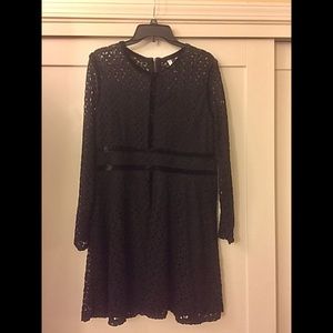 Lace and Velvet Long Sleeve Dress